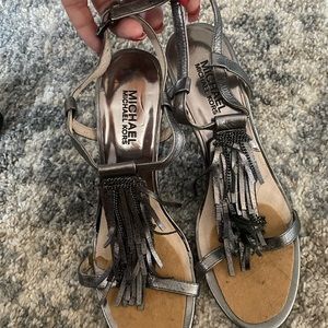 Strappy, metallic Michael Kors heels